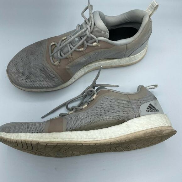 Adidas Womens Gray Pure Boost BB3286 Lace Low Top Running Shoes Size 10 Sneakers - Picture 3 of 9
